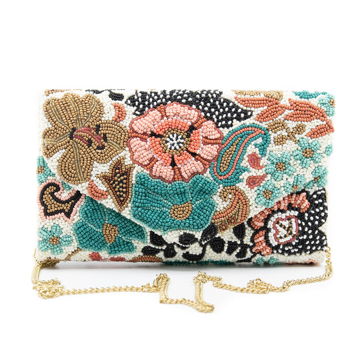 Tourquise-y Beaded Clutch Bag