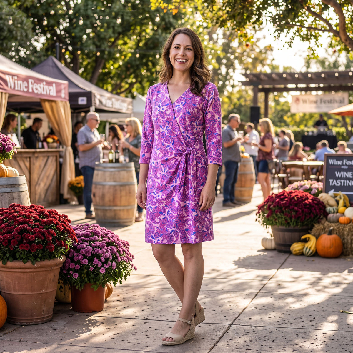 Coronado Faux Wrap Dress in Pinky Swear