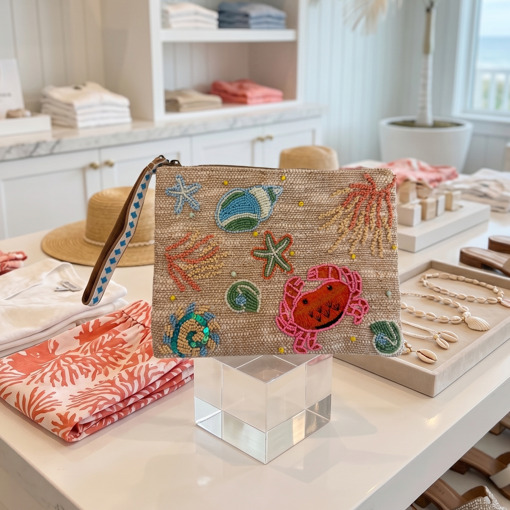 Crab Shell Embelished Wristlet