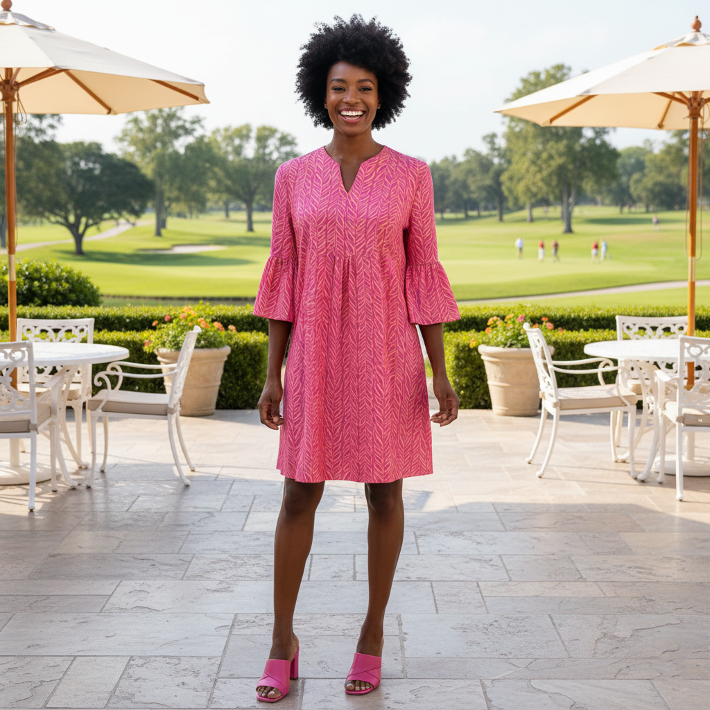 Greenwich Tunic Dress in One For The Vine Pink and Creamsicle (Sample)