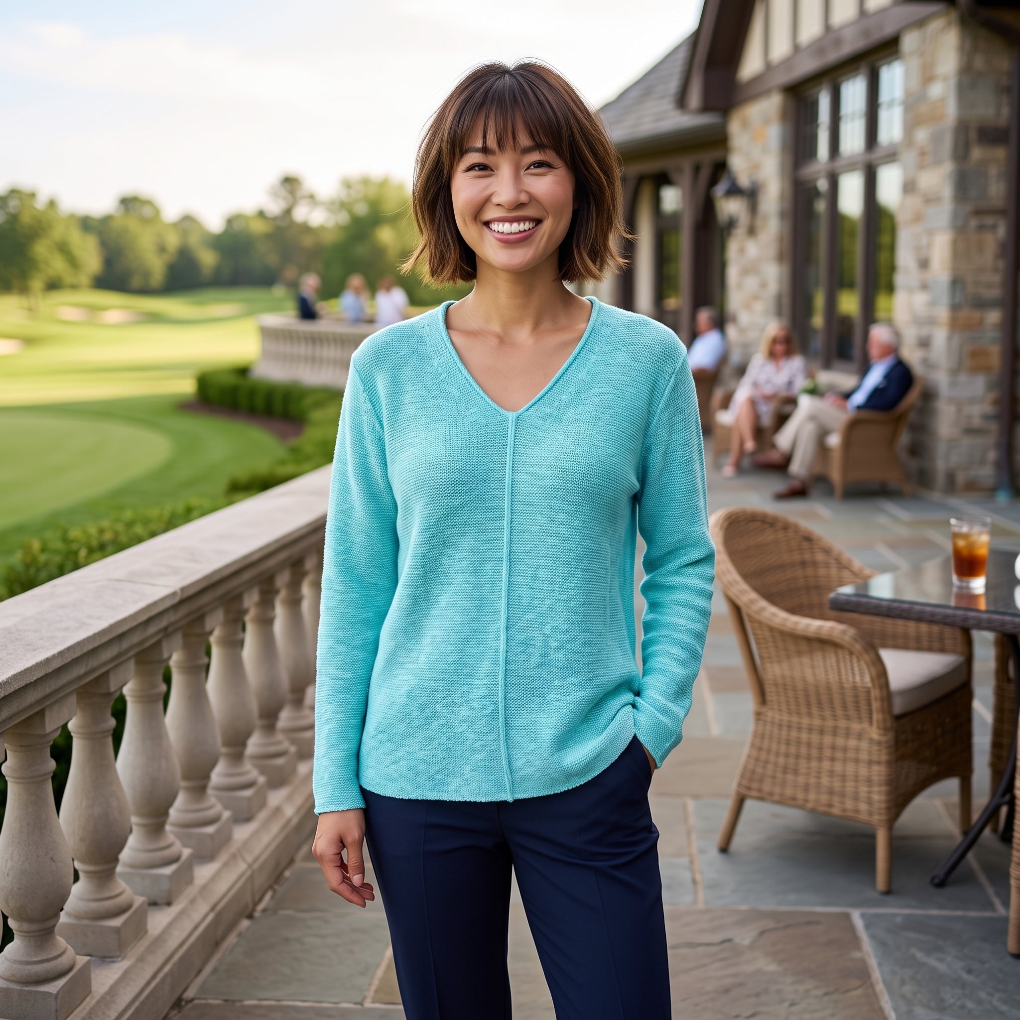 Avalin 100% Cotton Jersey Knit Sweater in Turquoise