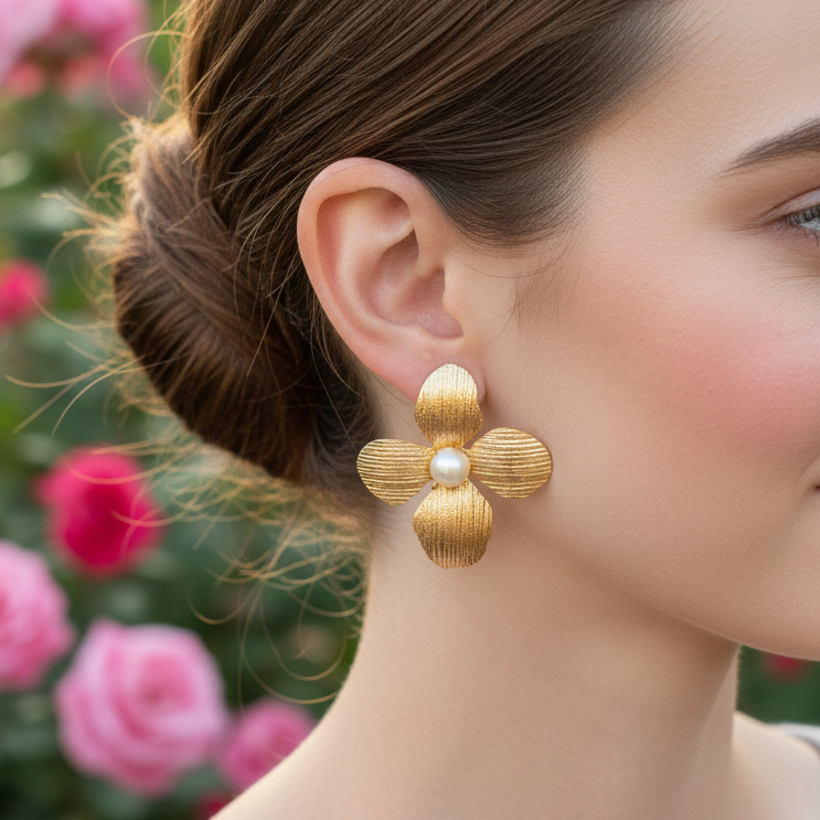 Maggie Magnolia Statement Post Earrings (Pierced)