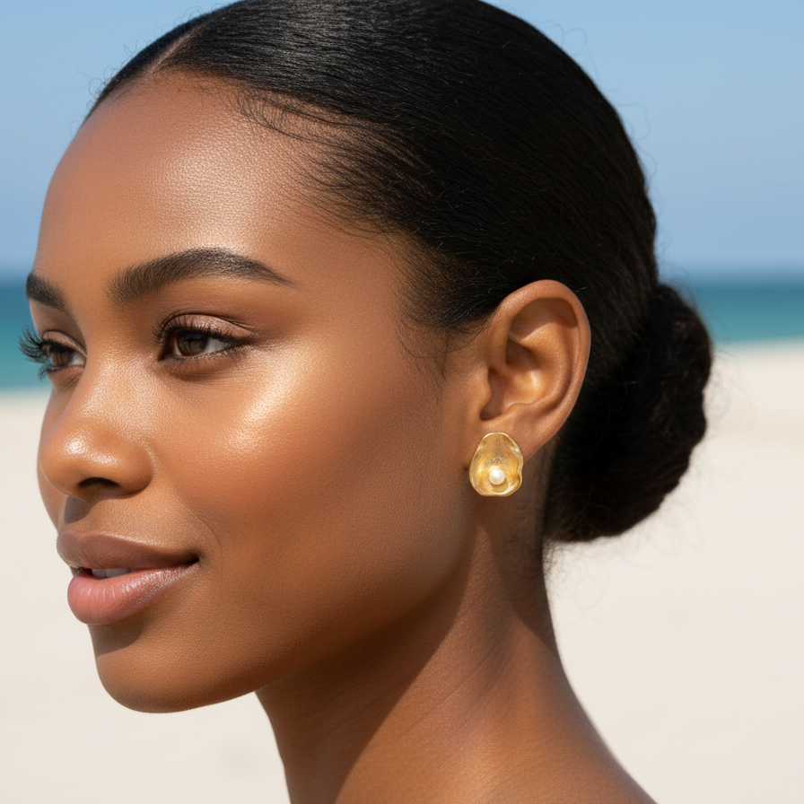 Mary Single Oyster Stud Earrings (Pierced)