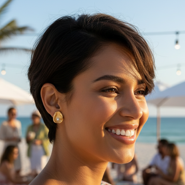 Mary Single Oyster Stud Earrings (Clip)