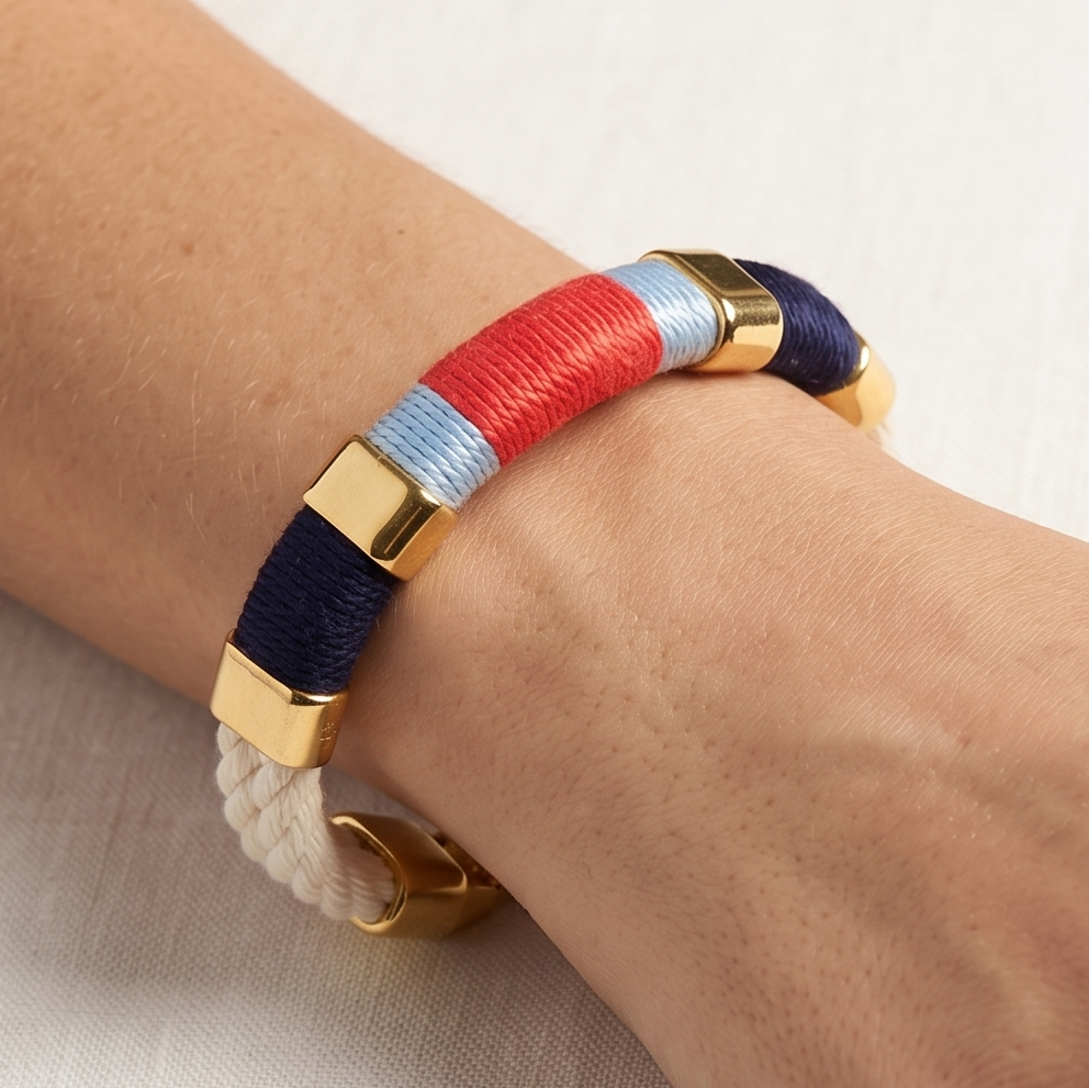 Newbury - Ivory/Navy/Blue/Coral/Gold - Nautical Bracelet
