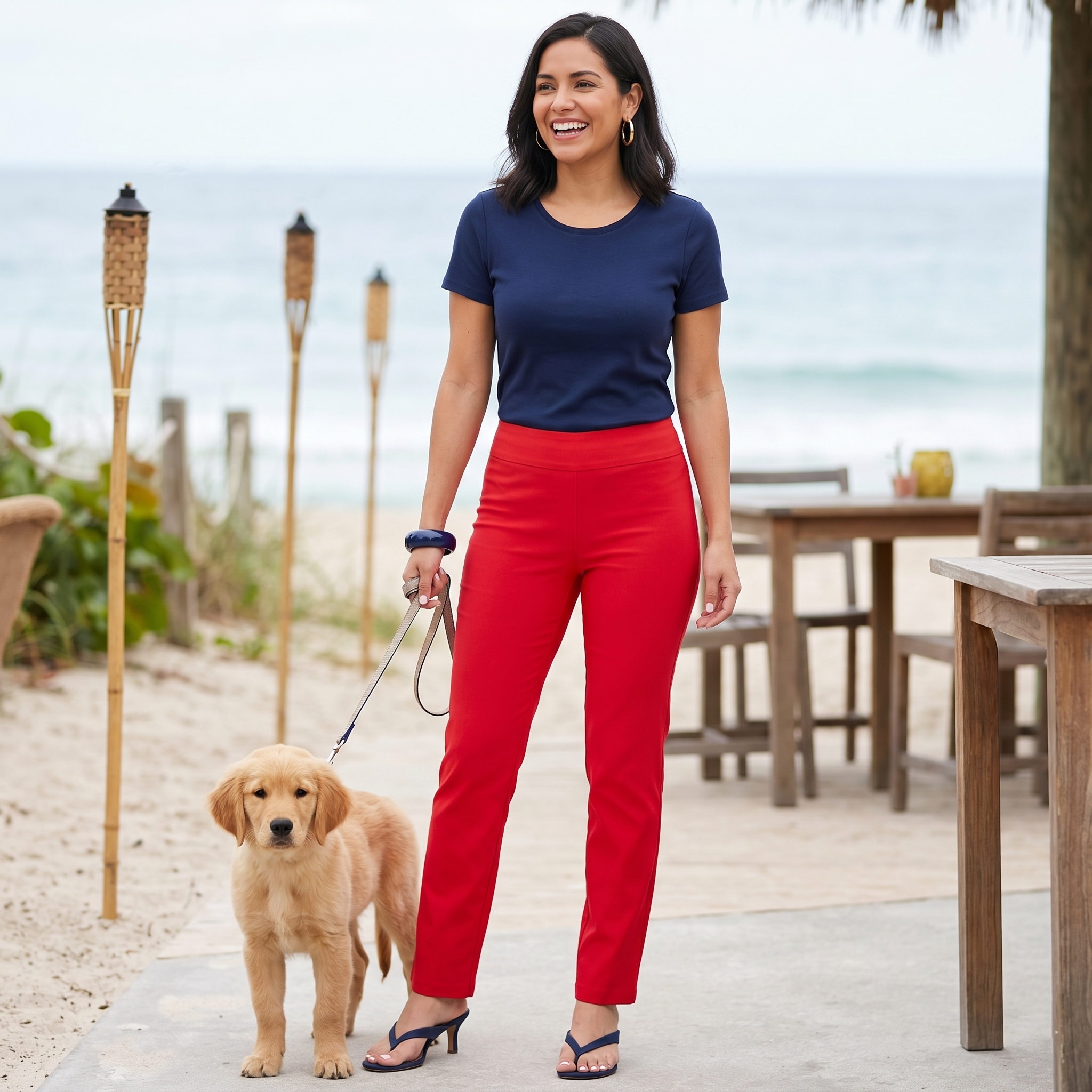 Krazy Larry Pull On Pants in Red