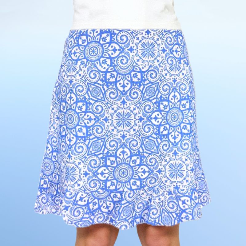 Venice Ruffle Hem Skort in Marrakech Express Blue