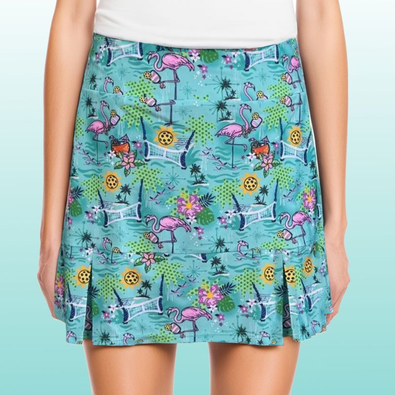 Scottsdale Pleated Skort in Pickleball Paradise Aqua Tides