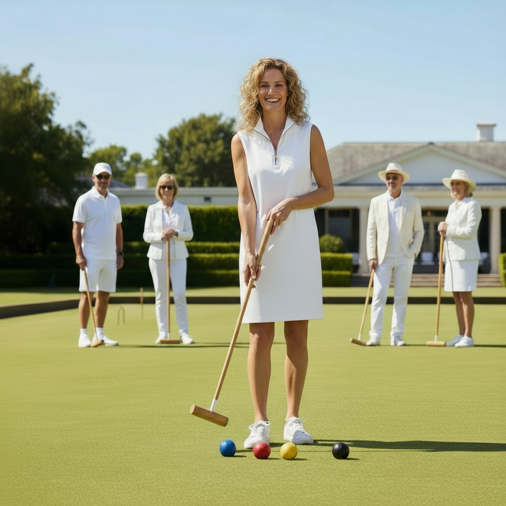 Caswell Sleeveless Polo Dress in White