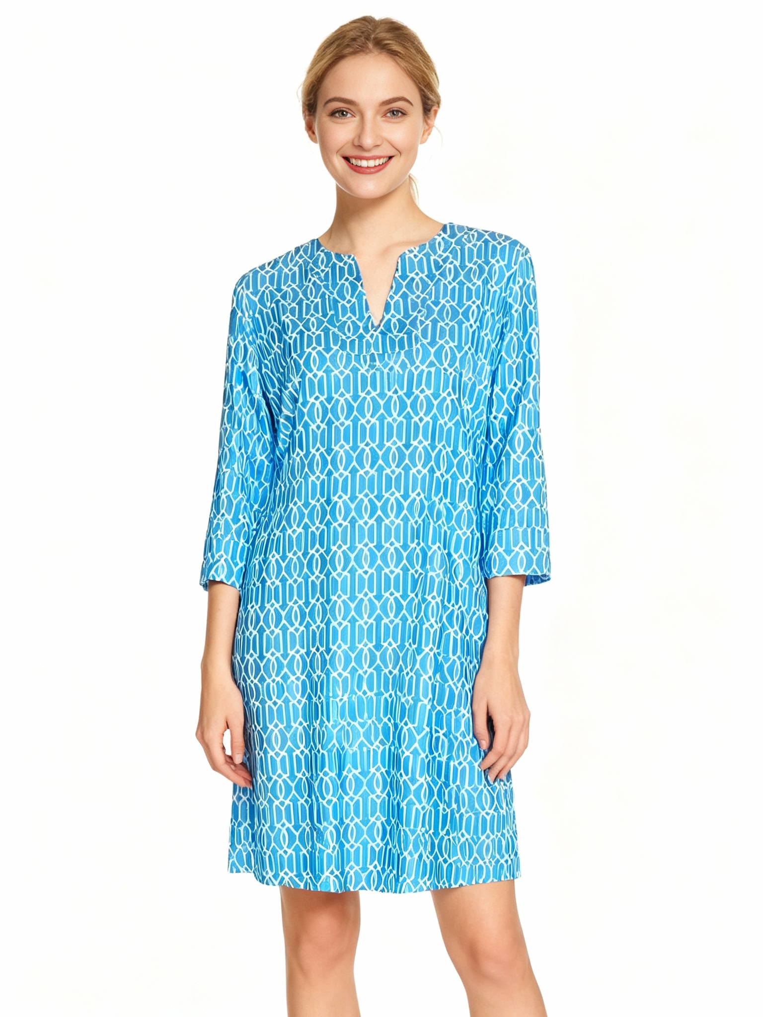 Vero Beach Tunic Dress in Cupid's Arrow Blue and White