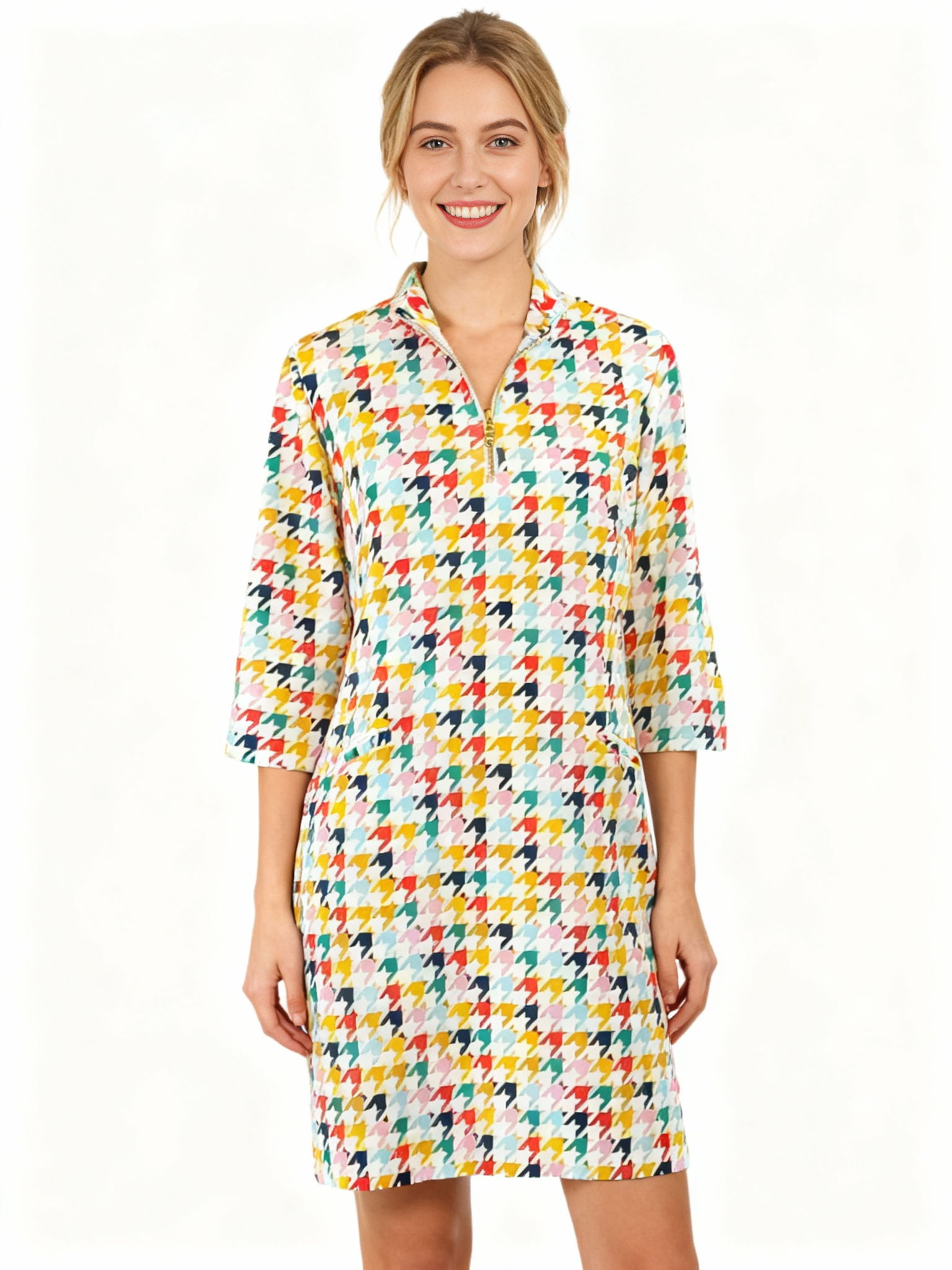 Doral Dress in Classic Herringbone Multi