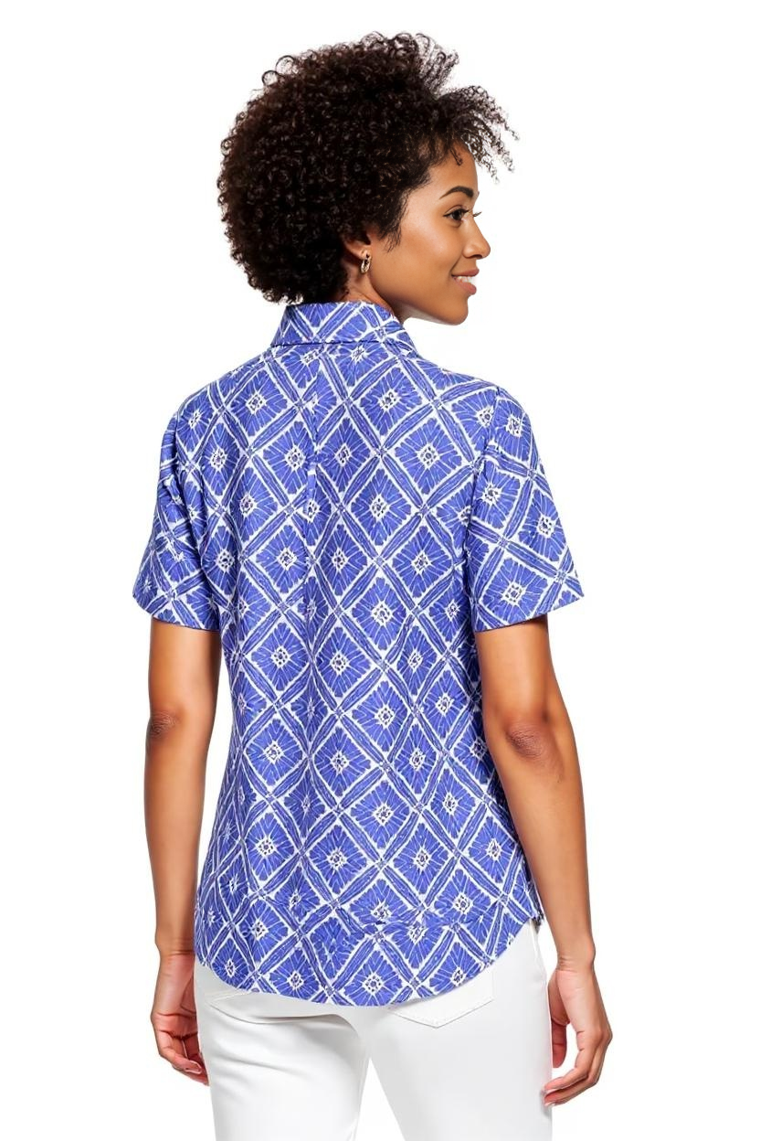 Bayside Short Sleeve Polo Top in Tiki Bar Is Open Purple