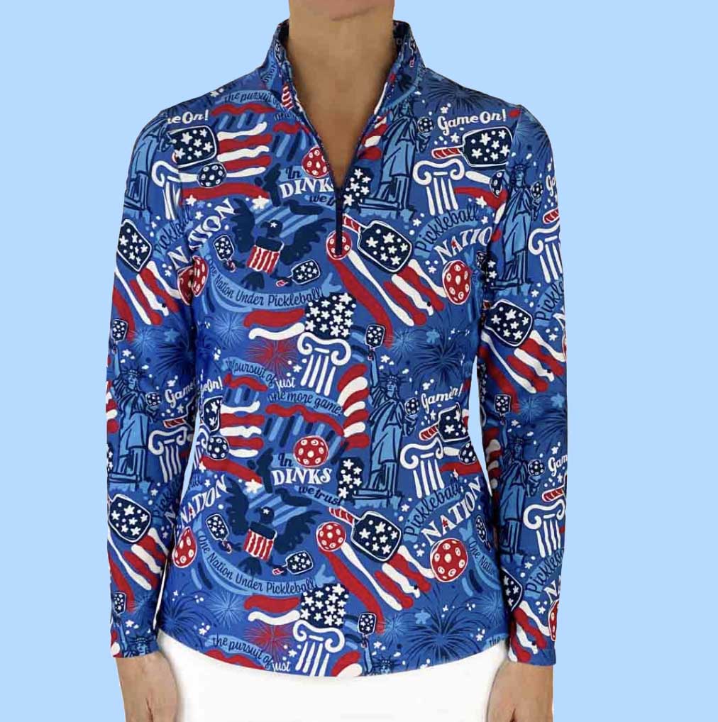 Anna Maria Pullover in Pickleball Nation Red White Blue (Sample)