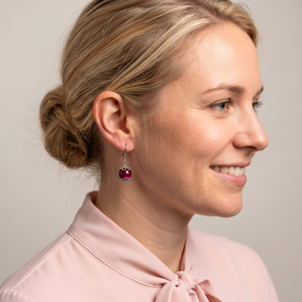 Pink Tiger's Eye Leverback Earrings