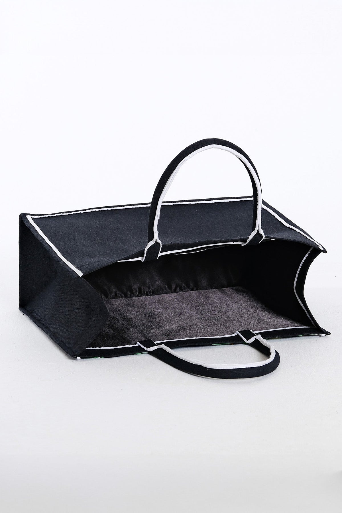 Black Floral Beaded Tote Collab with Sheridan French