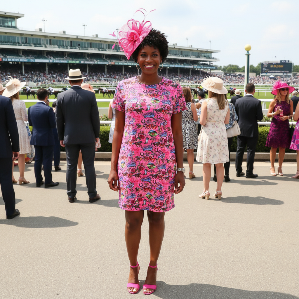 Hyannis S/S Tee Shirt Dress in Talk Derby To Me (Sample)