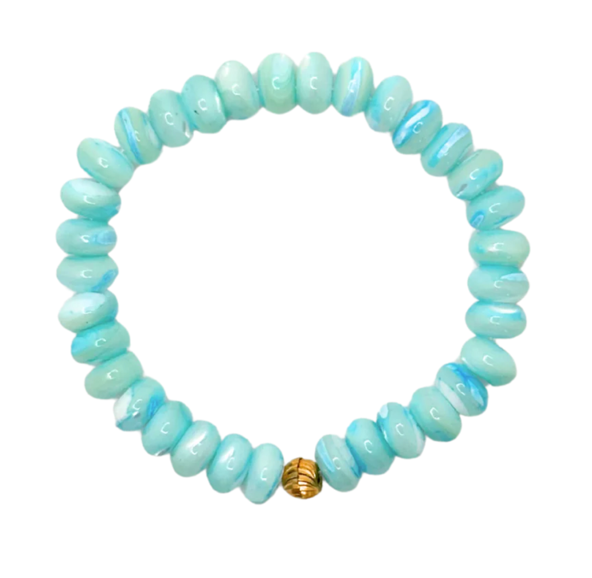 Aqua Dyed Mother of Pearl Gemstone Bracelet
