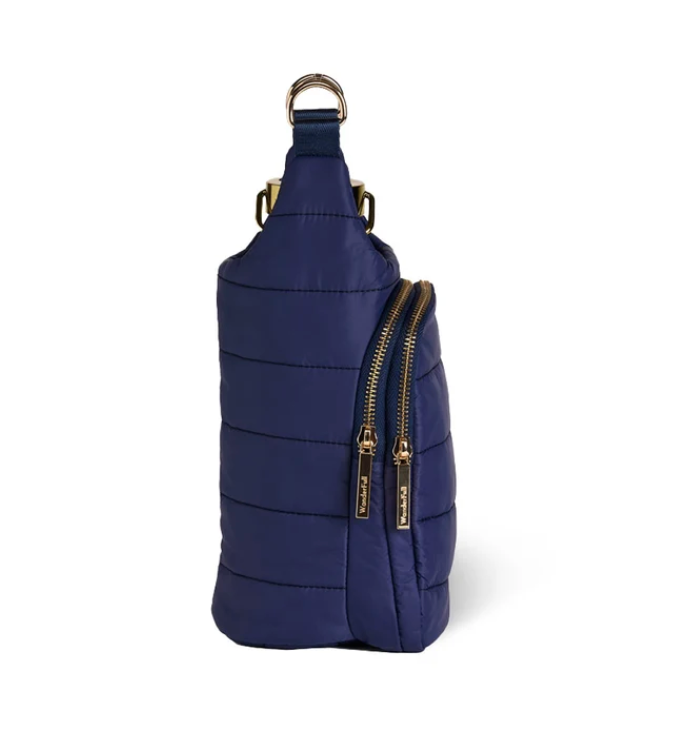 Matte Navy HydroBag® with with MAHJ Emboidery and Striped Strap