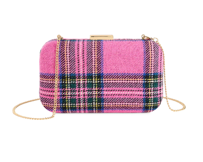 Scottie Minaudière in Pink Tartan