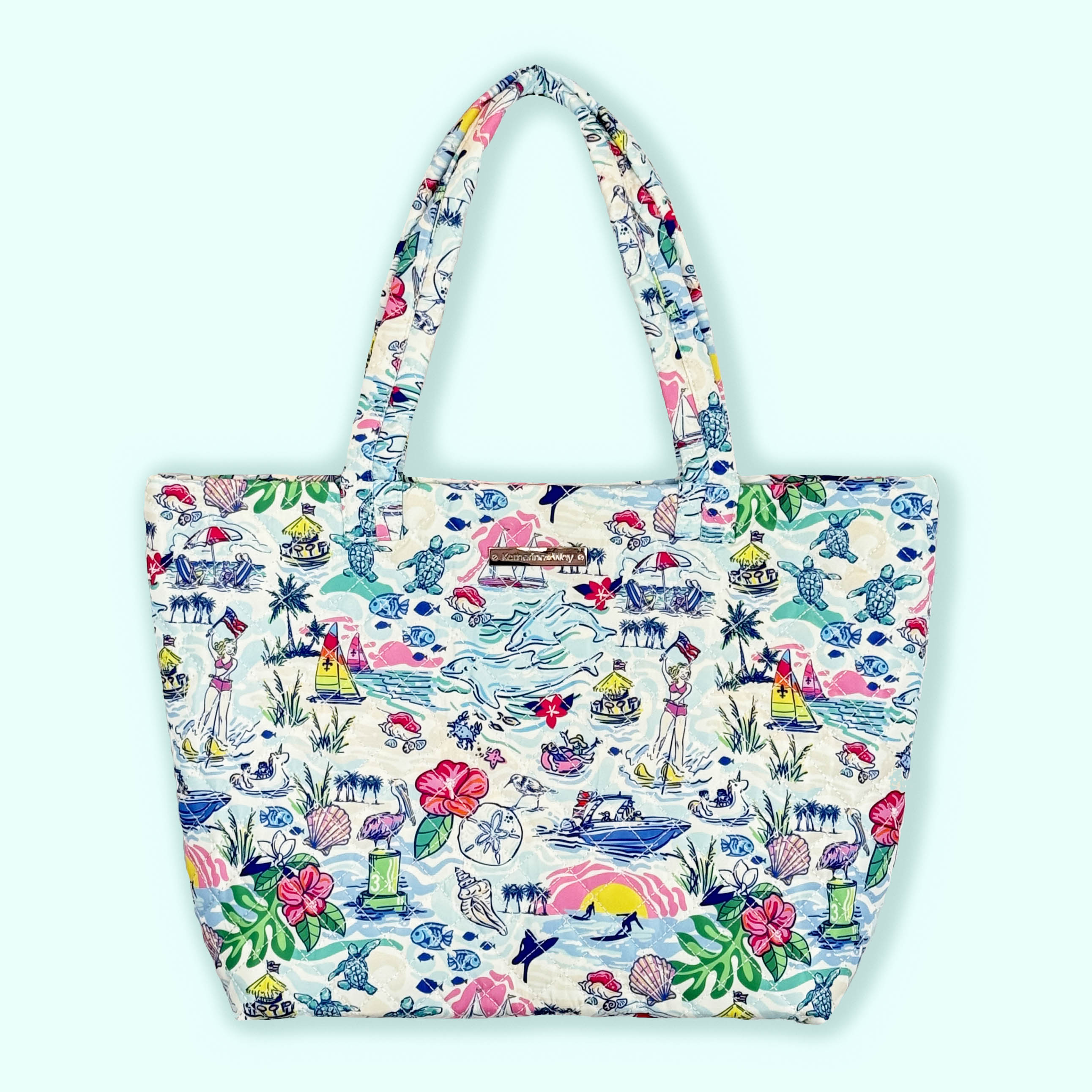 Quilted Large Shoulder Tote in Watersporting