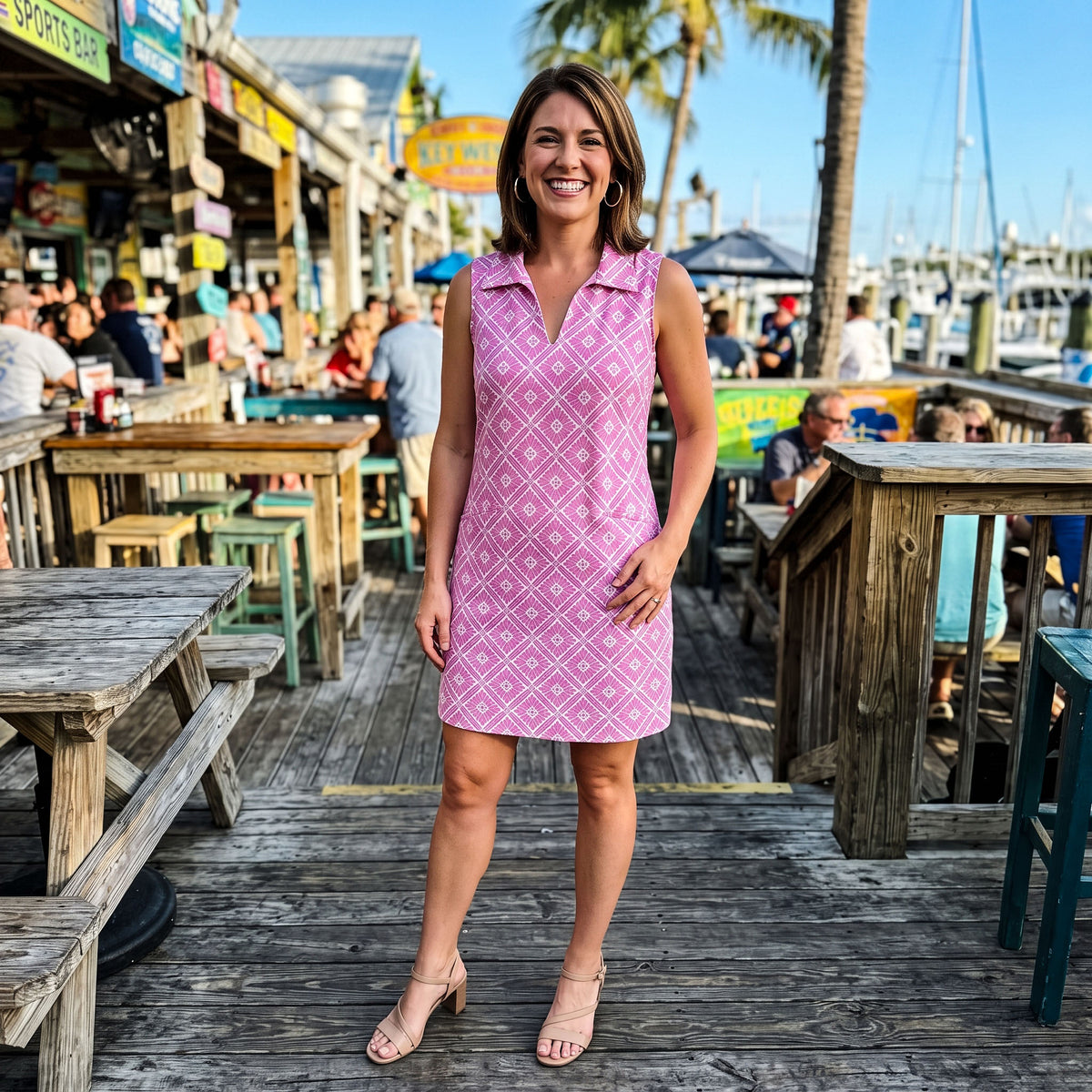 St. Regis V-Neck Dress in Tiki Bar Is Open Pink