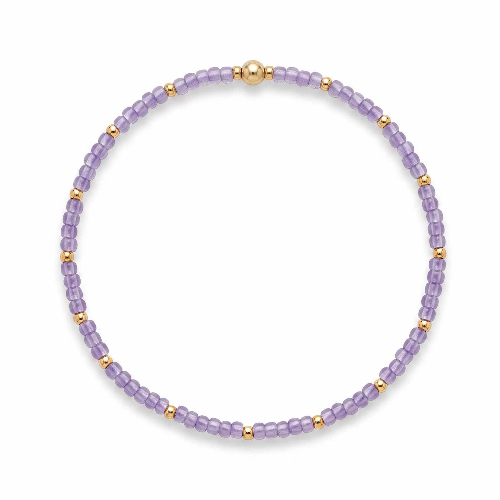 Sugar Seed Bead and Gold Stretch Bracelet in Ceylon Gladiola