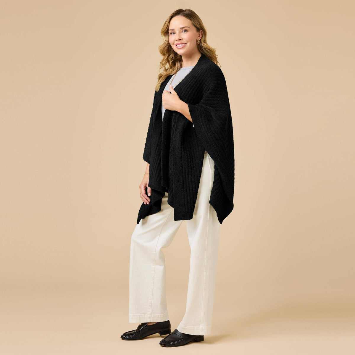 Softies Women's Ultra Soft Ribbed Shawl Wrap - One Size