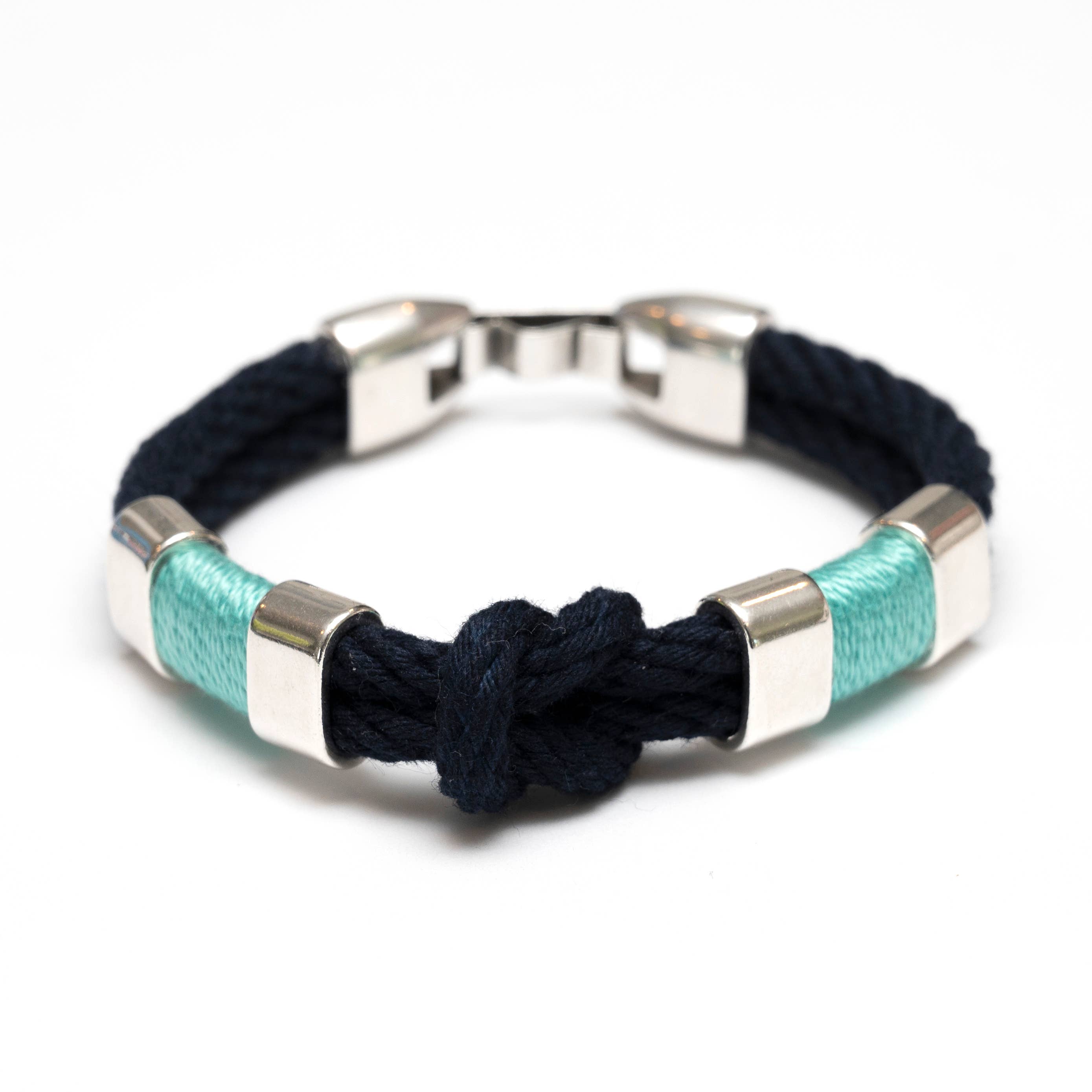 Starboard - Navy/Turquoise/Silver - Nautical Rope Bracelet