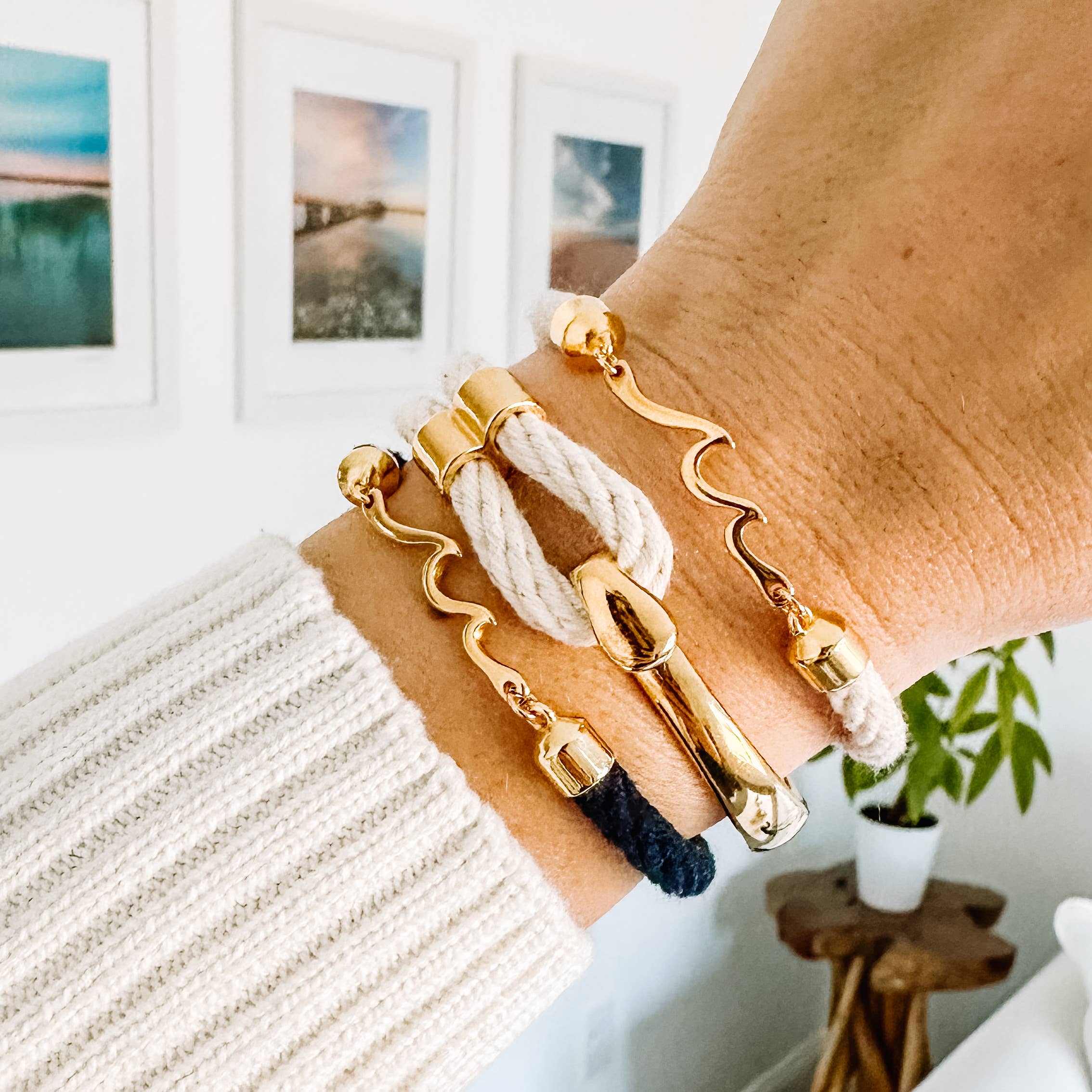 Madaket - Navy/Gold - Nautical Rope Bracelet