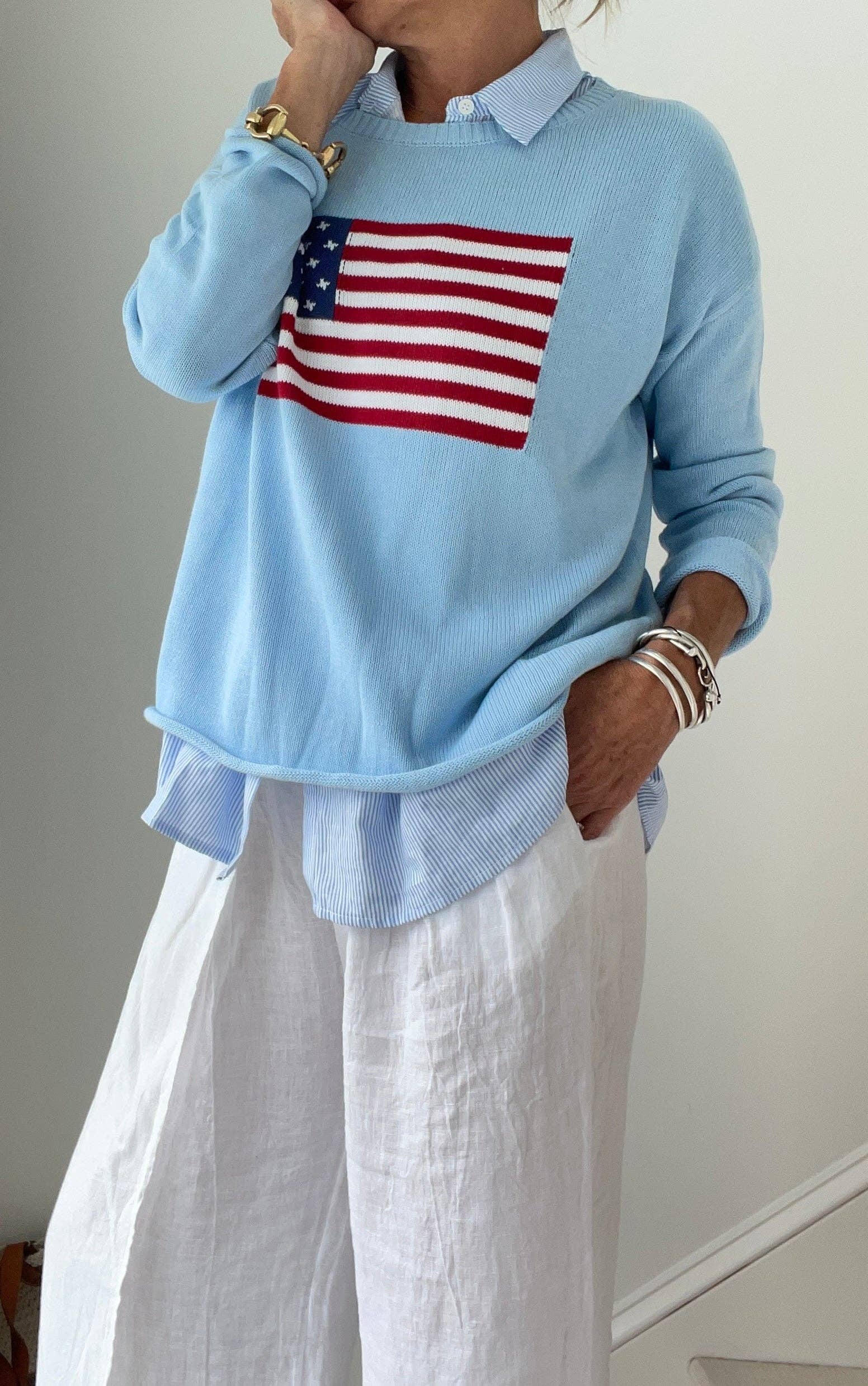 American Flag 100% Cotton Sweater