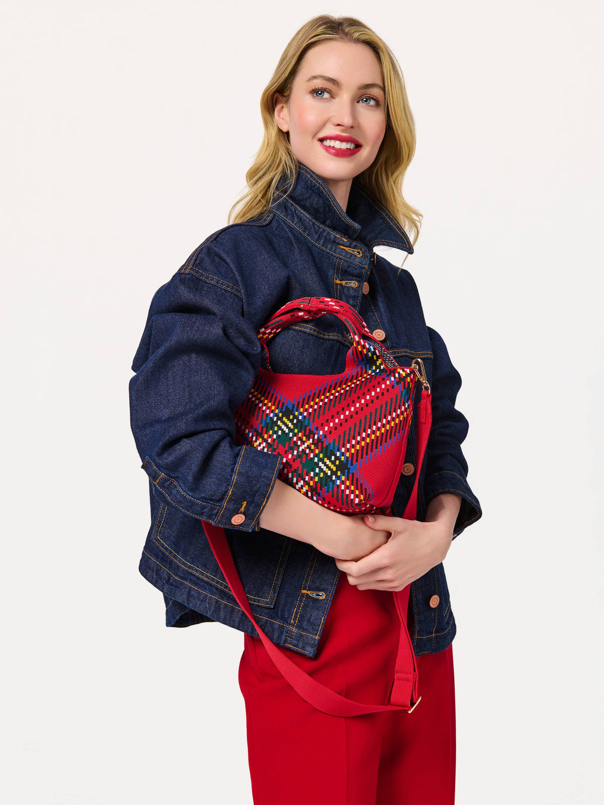 Robbie Mini Tartan Tote in Red