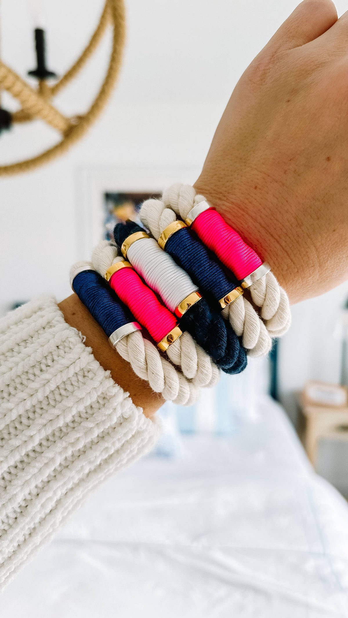 Hanover - Navy/White/Gold - Nautical Rope Bracelet