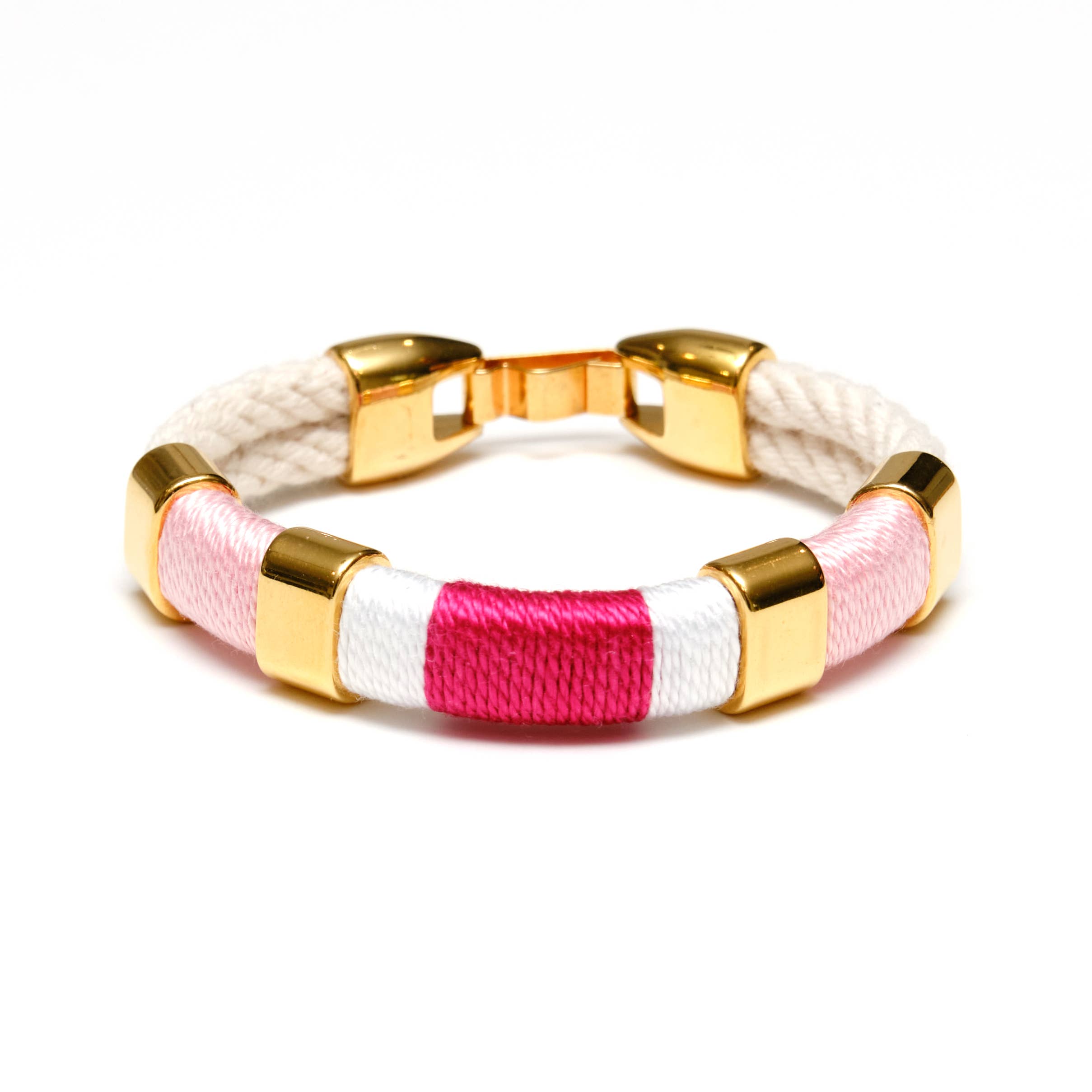Newbury - Ivory/Pink/White/Gold - Nautical Rope Bracelet