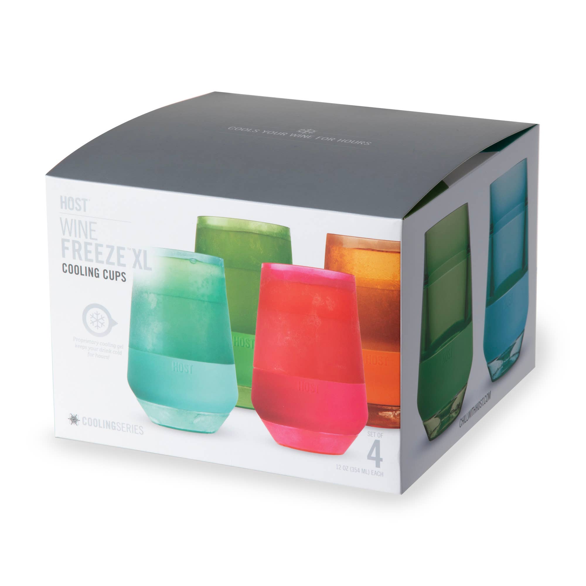 Wine FREEZE XL Cooling Cup in Asst Vivid Colors Set of 4