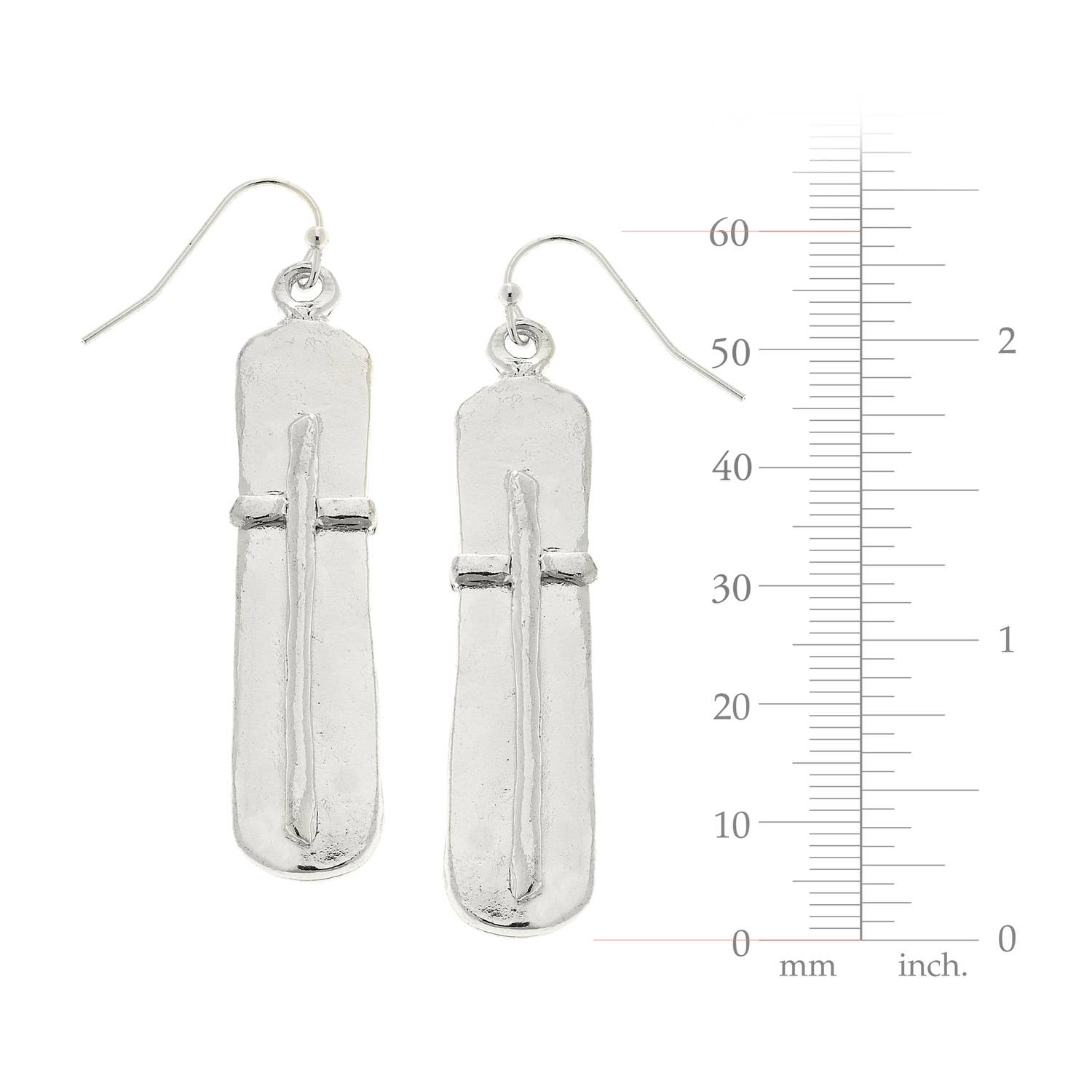 Silver Bar with Cross Earrings