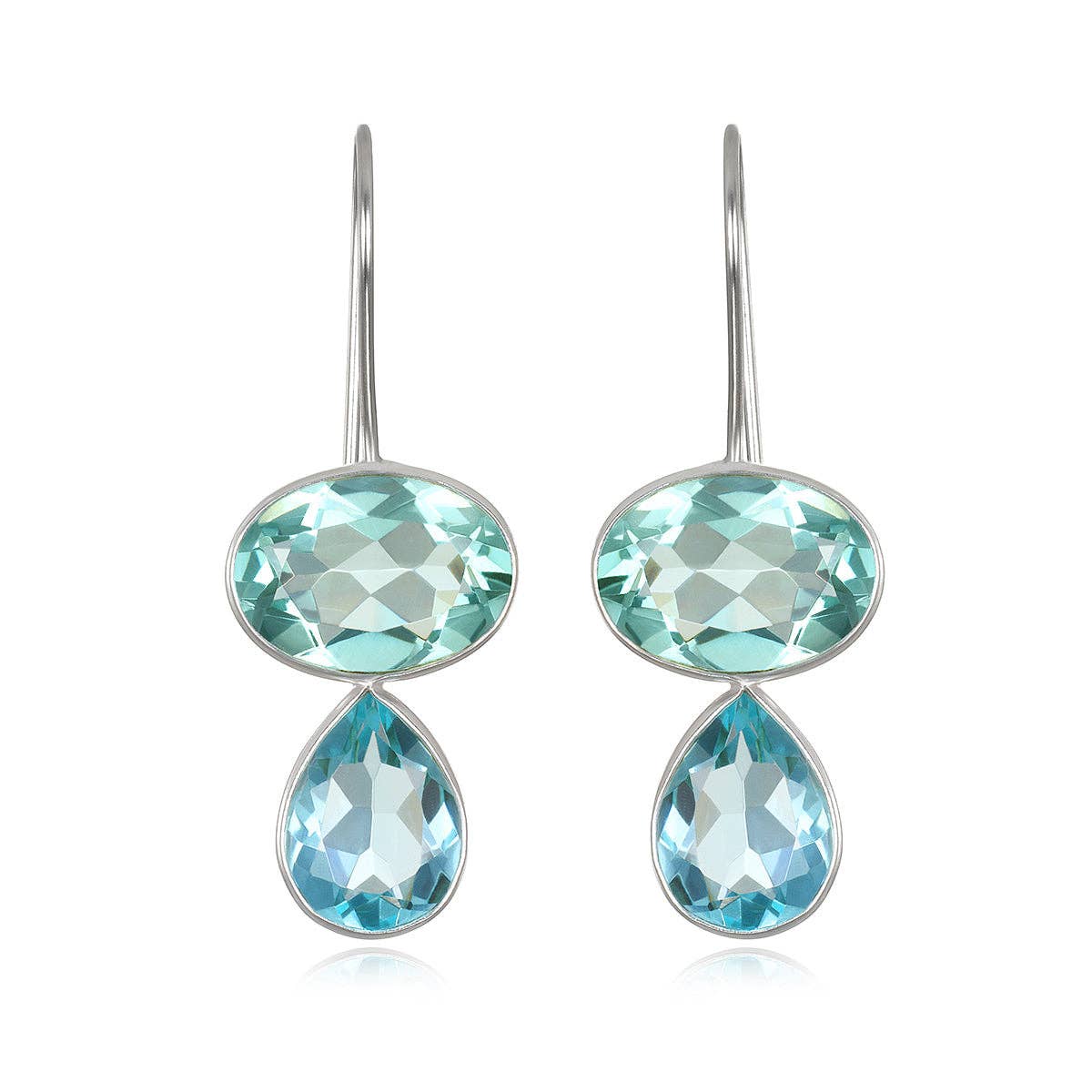 Valencia Teardrop Earring- Aquamarine & Sky Blue Silver
