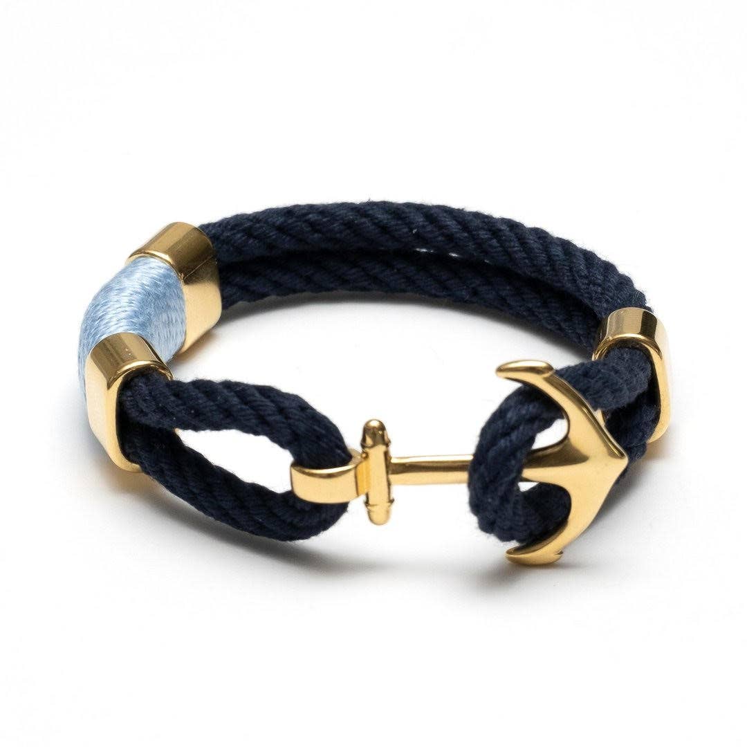 Waverly - Navy/Light Blue/Gold - Nautical Anchor Bracelet