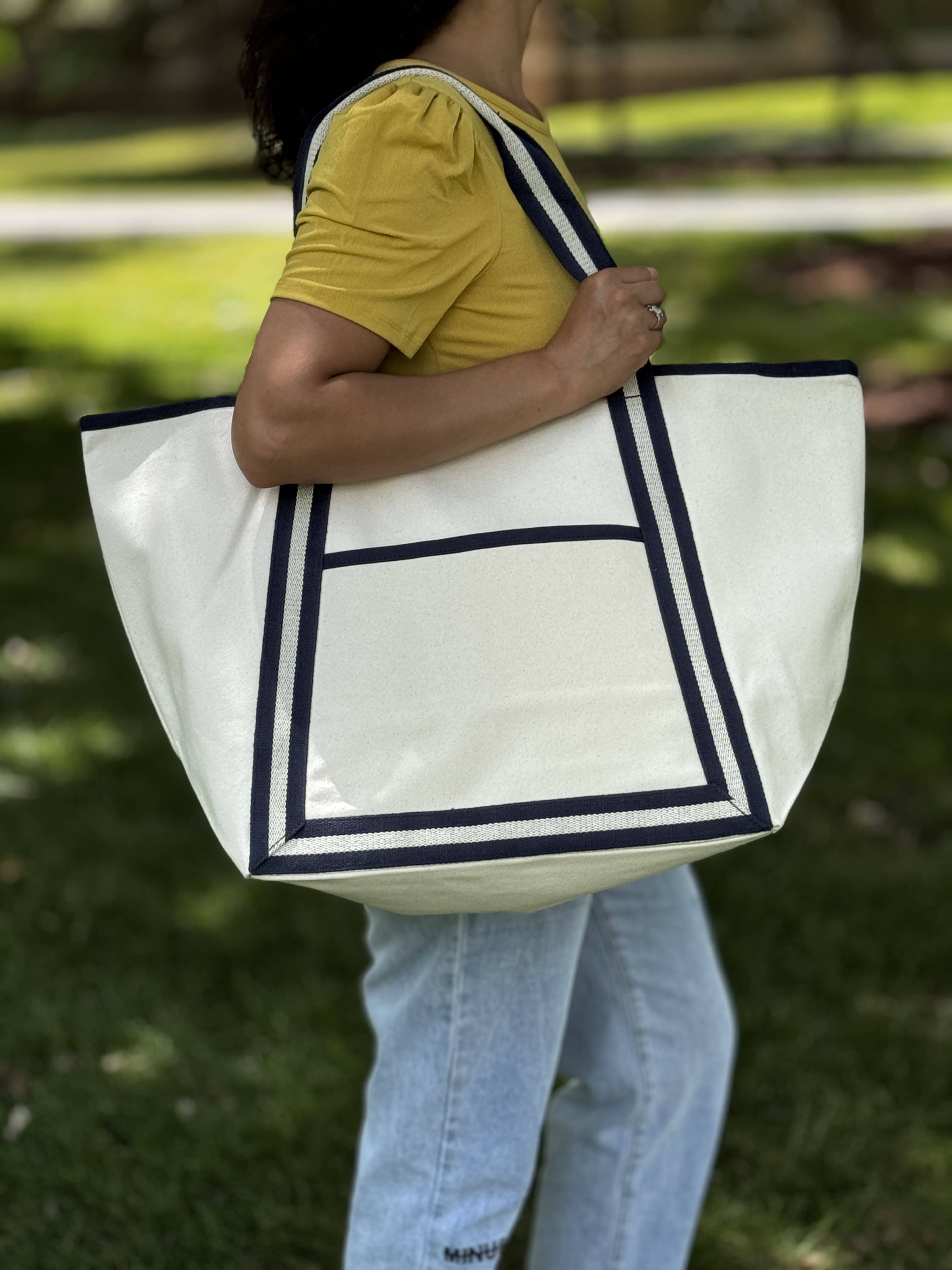 Heavy Duty Seaside Canvas Boat Tote Bag
