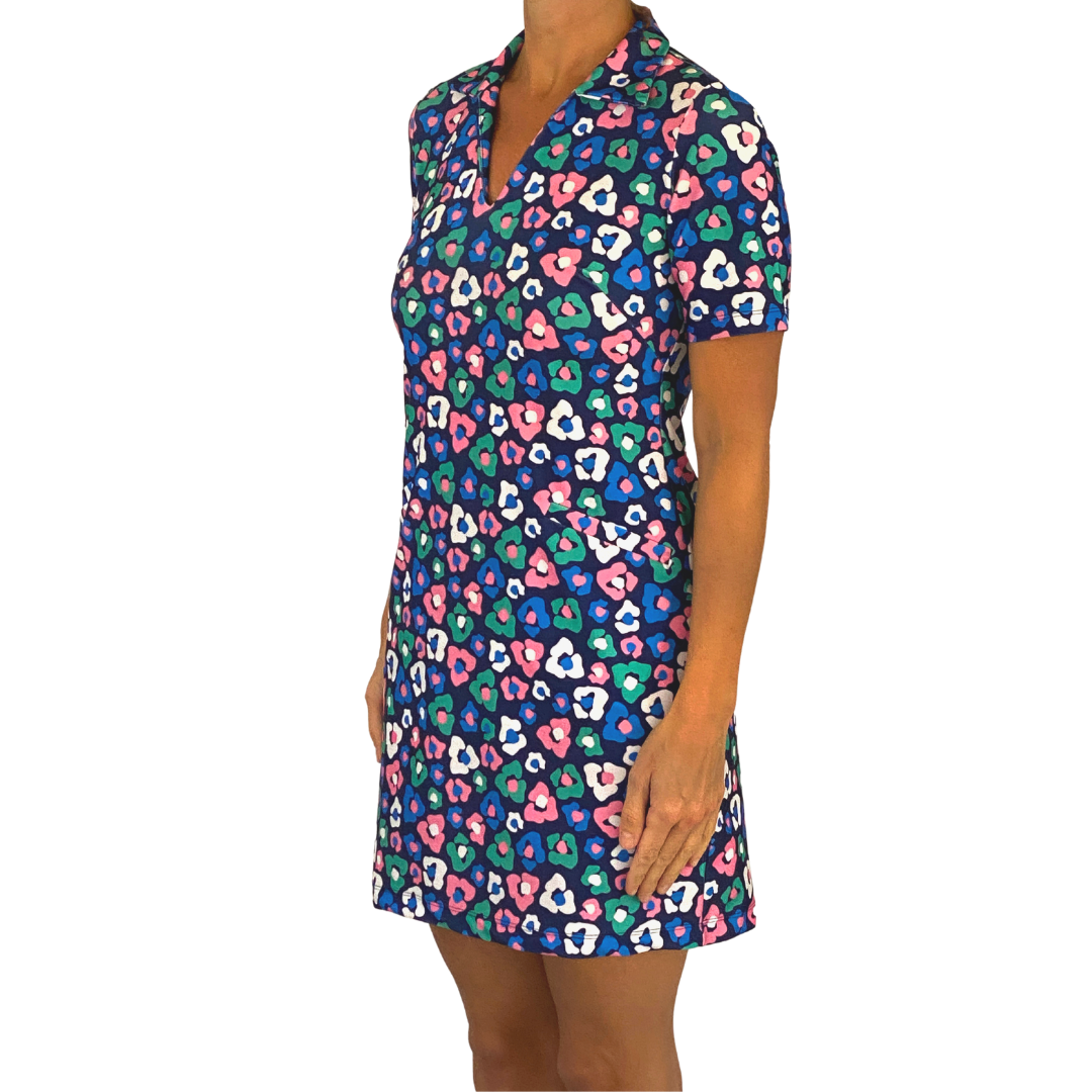 Beaufort Dress in Floral Cheetah Navy