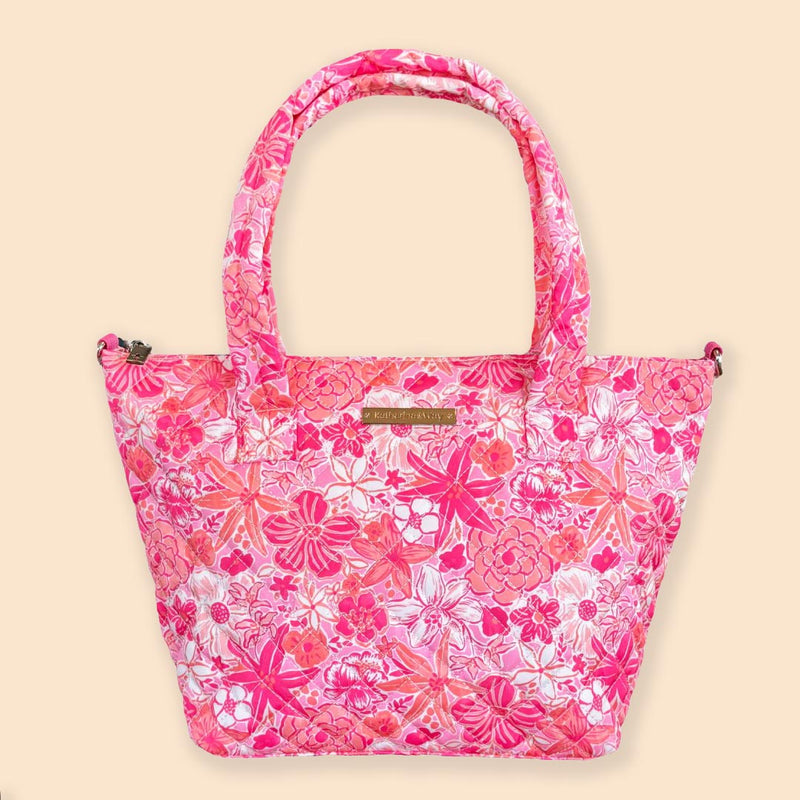 Quilted Medium Satchel in Resort Floral Pink and Peach