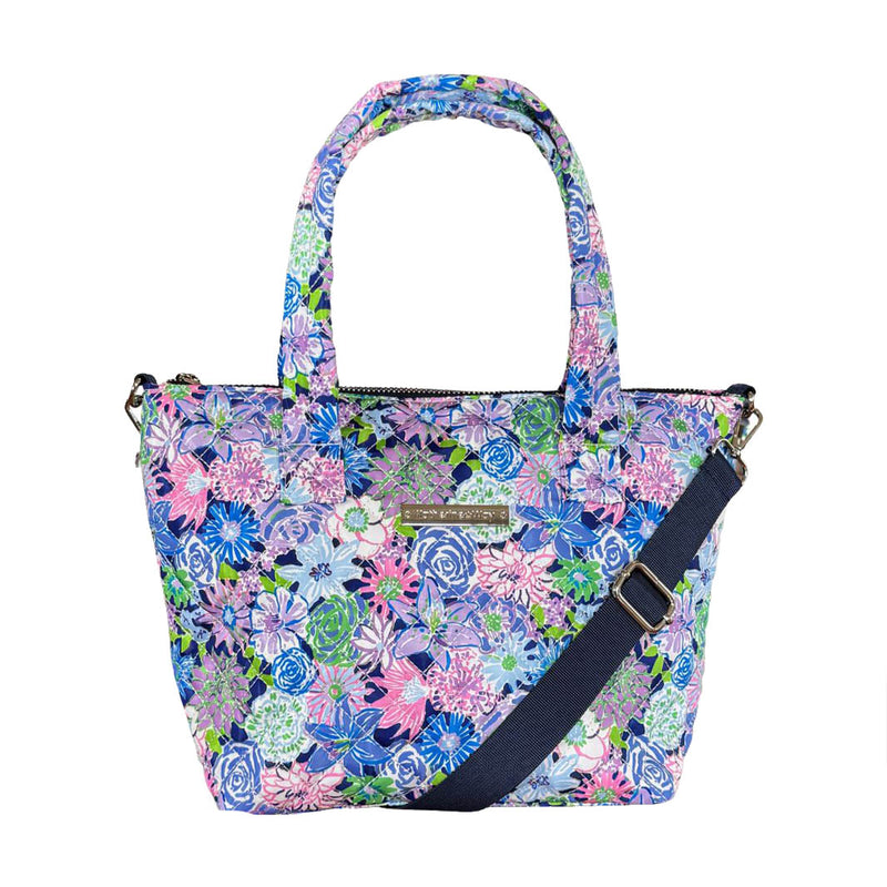 Quilted Small Crossbody Satchel in Blossom Toss Purple