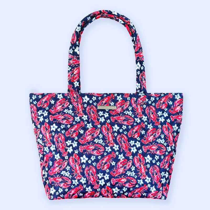Quilted Large Shoulder Tote in Lobster Shanty Navy and Red
