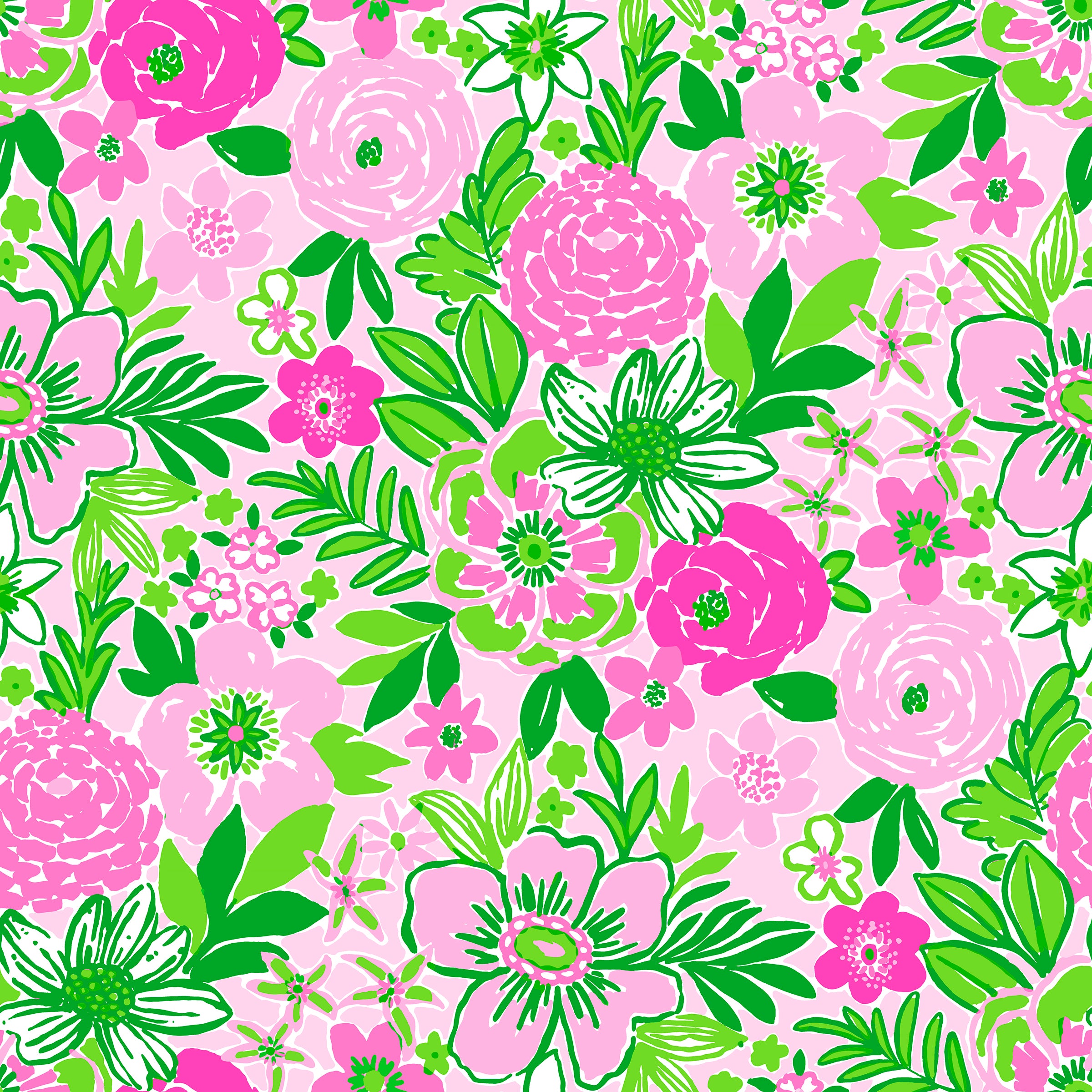 Scottsdale Pleated Hem Skort in Nancy's Garden Pink and Green