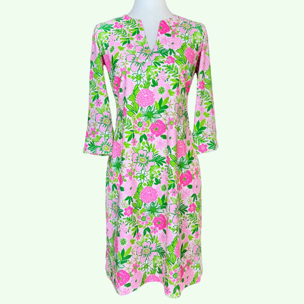 Vero Beach Tunic Dress in Nancy's Garden Pink and Green