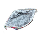 Quilted Large Zippered Cosmetics Pouch in Hydrangeas Blue Pink White
