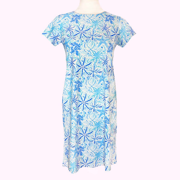 Hyannis Tee Shirt Dress in Starfish Blues #1