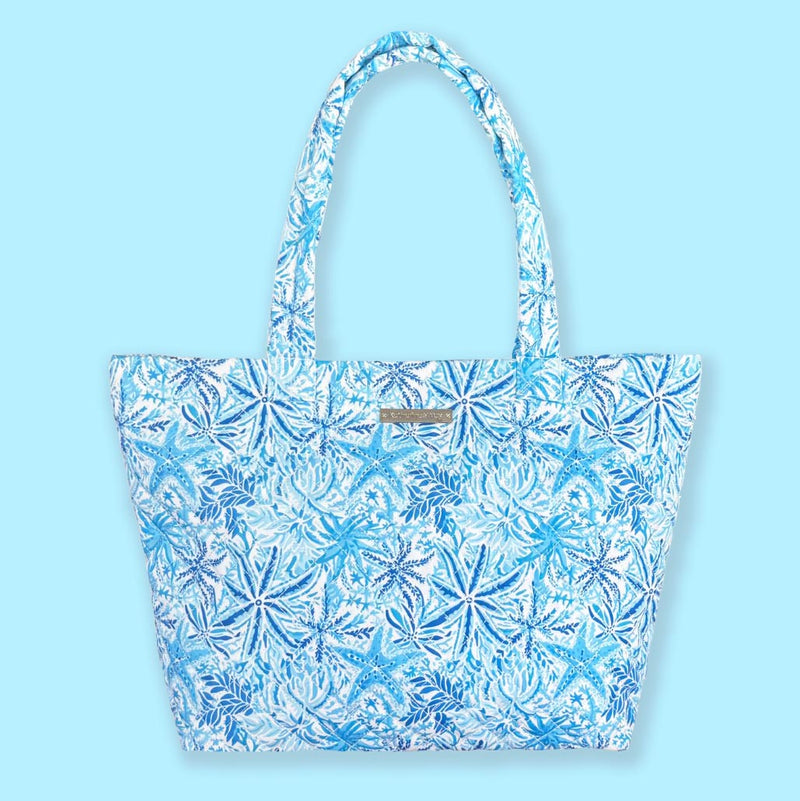 Quilted Large Tote in Starfish Blues #1