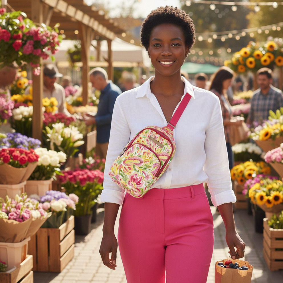 Quilted Sling Backpack in Summer Sun Sizzle