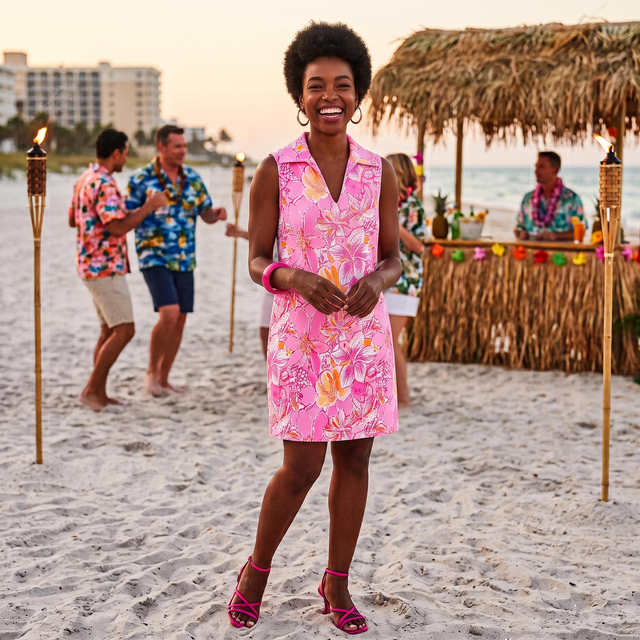 St. Regis V-Neck Dress in Bring Me Lillies Pink