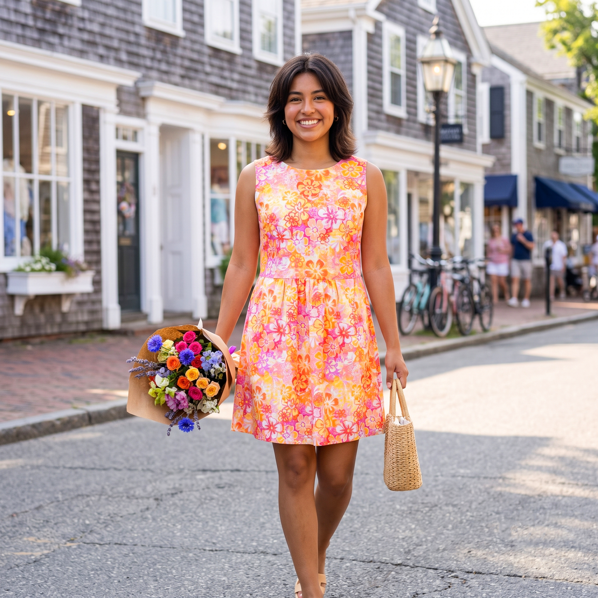 Gulf Breeze Dress in Retro Pink and Orange